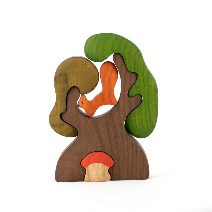 Wooden Tree with Squirrel and the mushroom Puzzle - PoppyBabyCo