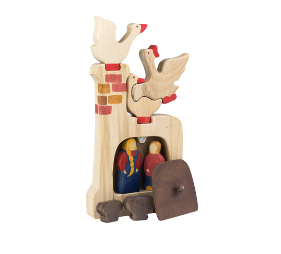 Wooden Brick Oven Toy with Figurines