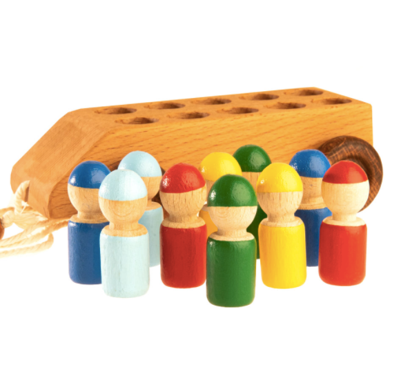 Wooden Car with Colorful Pegs