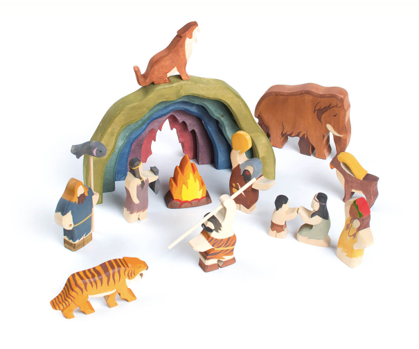 Prehistoric Wooden Toy Set of 12 - Cave Collection
