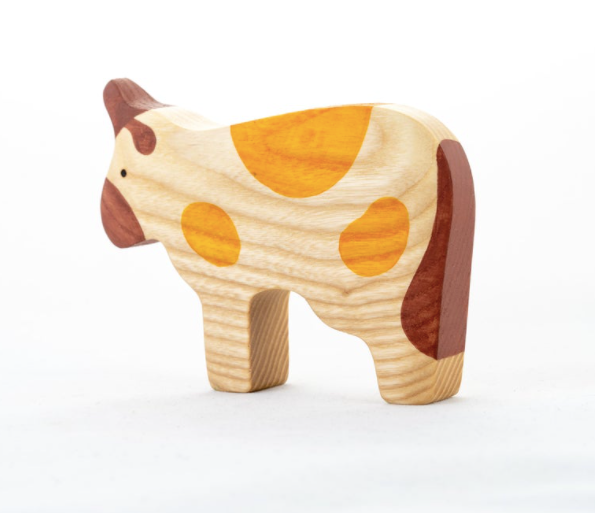Wooden Cow Figurine