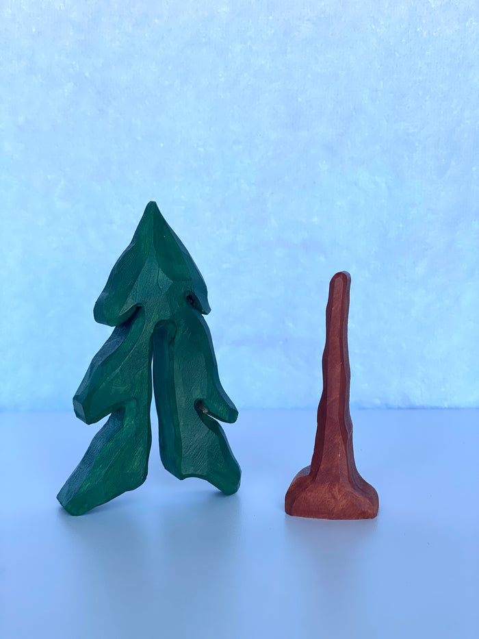 Hand Carved Fir Tree Small World