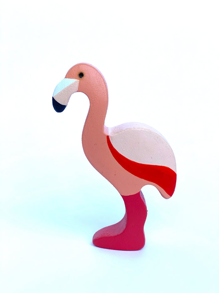 Wooden Small Flamingo Figurine