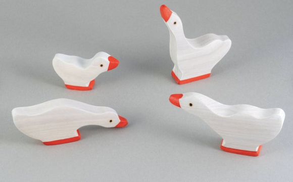 Waldorf Wooden Geese Family Figurines