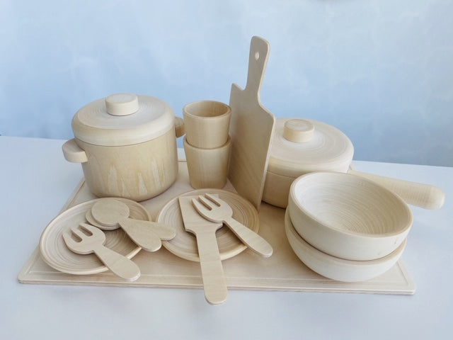 Unfinished Wooden Pots and Pans Playset