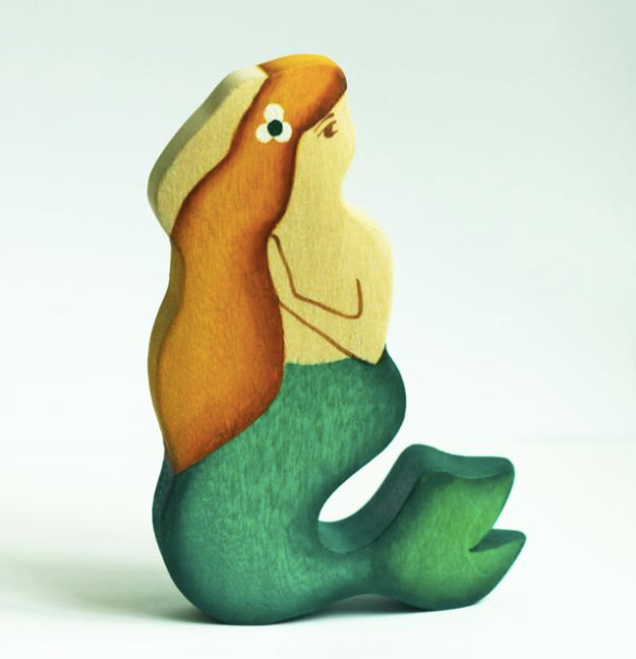Wooden Mermaid Figure