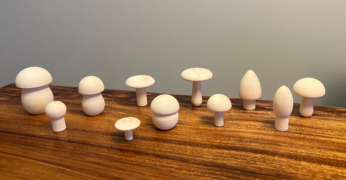 Unfinished Wooden Mushrooms Set