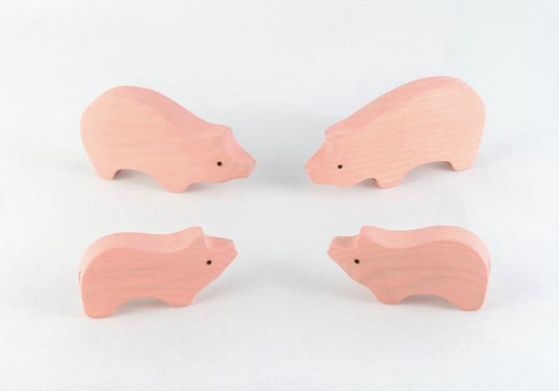 Wooden Pig Figurines Set