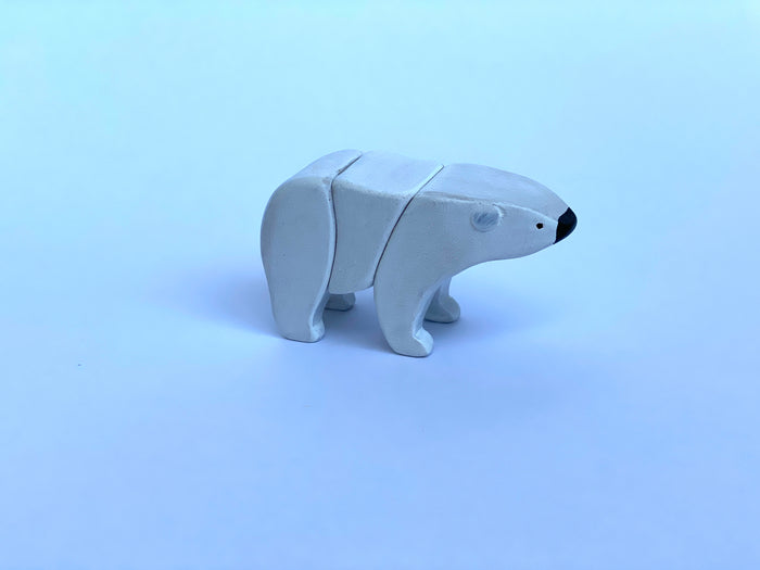 Wooden Polar Bear Toy with the Cub Set