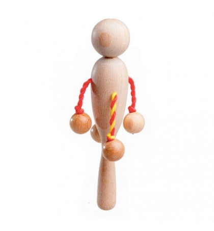 Organic Wooden Rattle toy with 4 beads