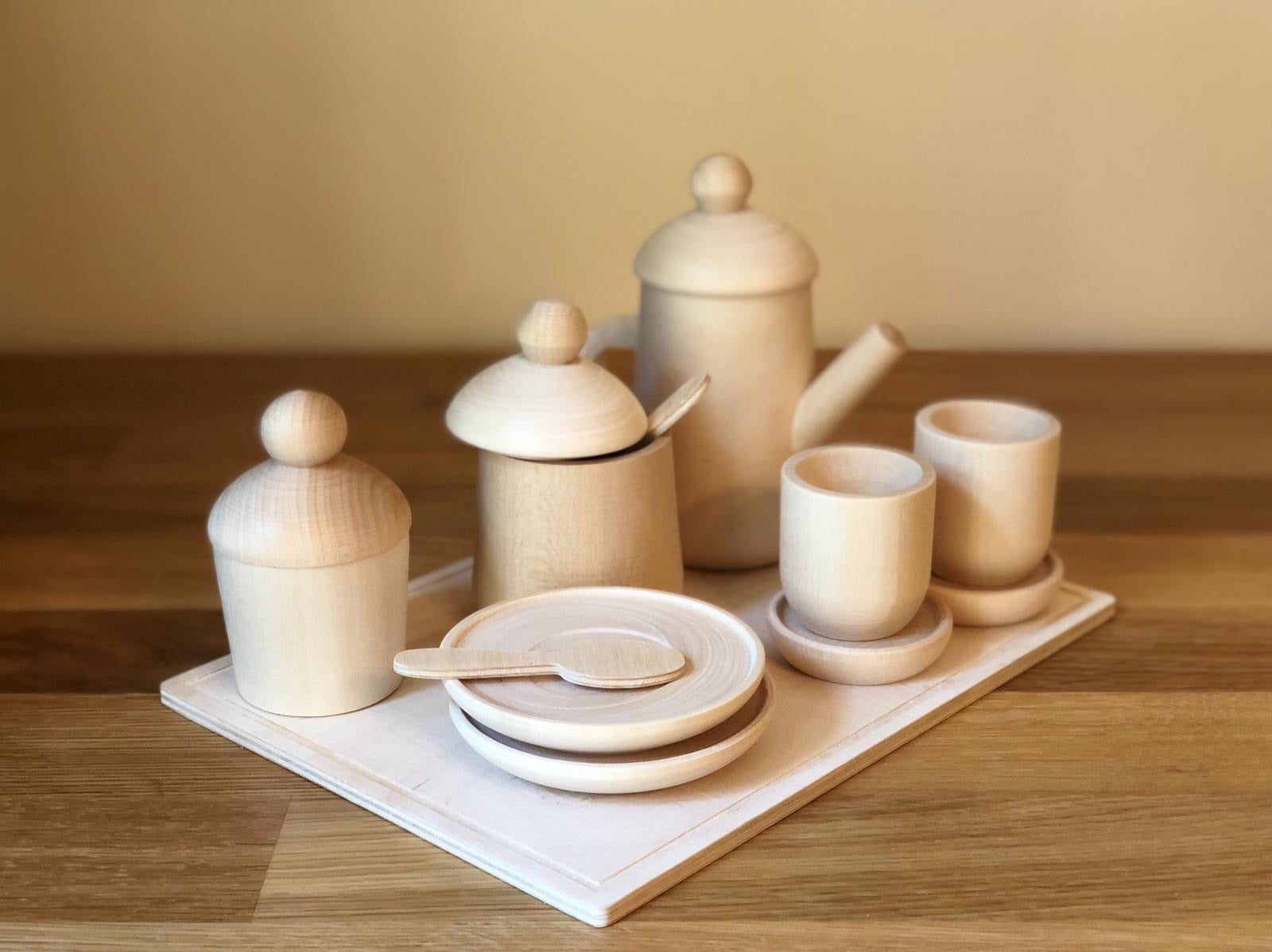 Wooden Tea Set for Playing, Wooden Toy Tea Set For Wooden Play