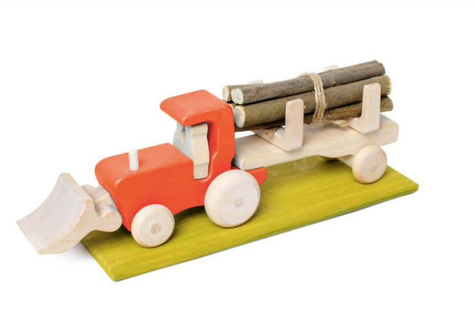Wooden tractor toy set with magnets