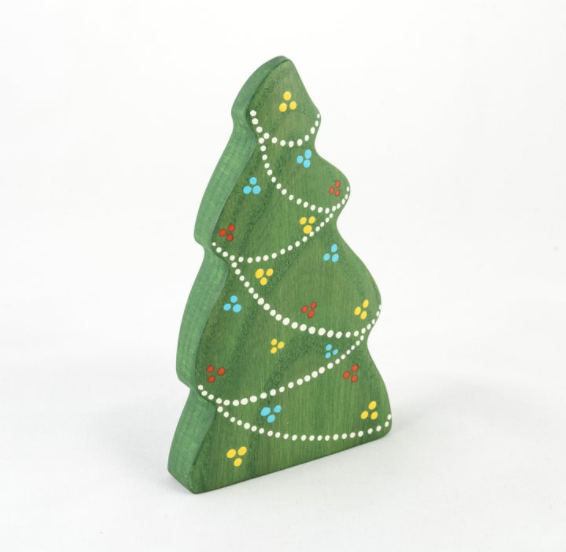 Handmade Wooden Christmas Toy Tree with Garland