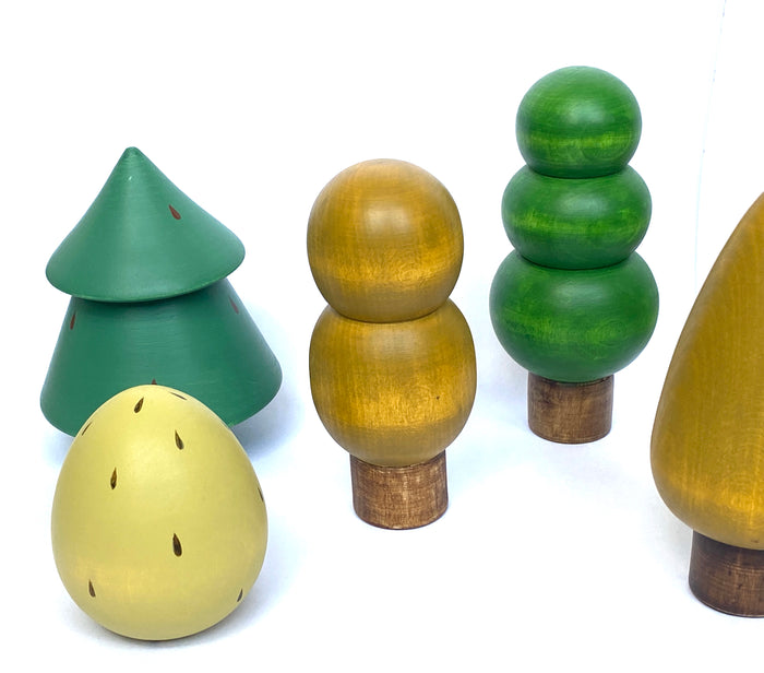 Wooden Tree Figurines- set of 10