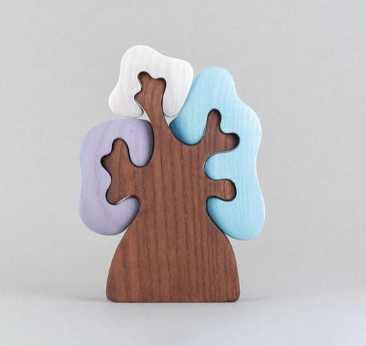 Wooden Winter tree with three crowns