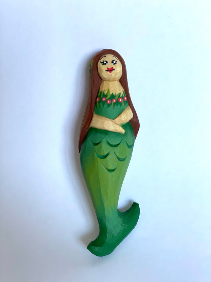 Hand-Carved Wooden Mermaid